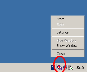 Windows Service (Usługa Windows) po wybraniu tej opcji program Alarm DB Logger Manager, zostanie uruchomiony jako usługa systemu Windows.