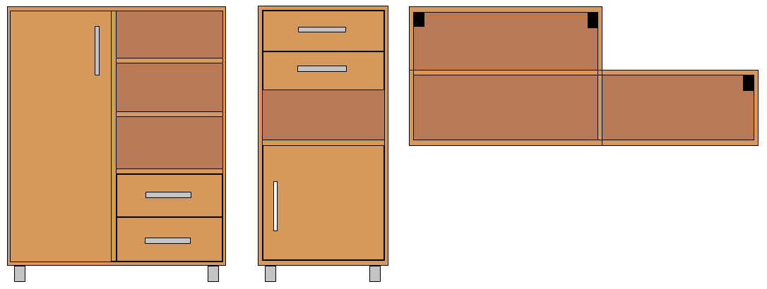 4. Komoda (Ilość: 9 sztuk) Komoda [cm] tolerancja +-2: W.115 x Sz.90 x G.