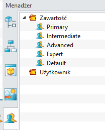 1.3 Zarządzanie ulepszonym UI (wszystkie wersje) Łatwiejszy dostęp do Menadżera danych. Kilka ustawień UI jest przypisane domyślnie.
