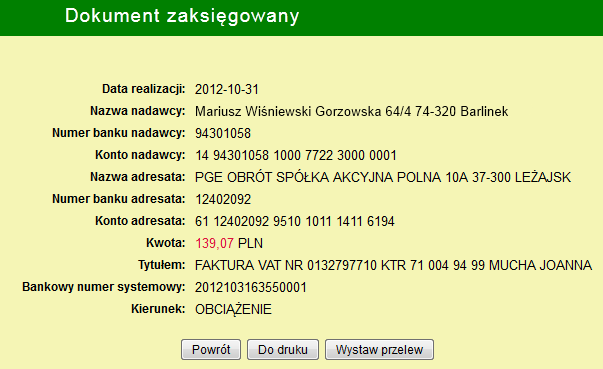 Dodatkowo można ustawić okres dla jakiego mają zostać wyświetlone obroty (możliwe jest ustawienie okresu za pomocą dat, wykorzystując liczbę ostatnich dni oraz osatni miesiąc).