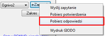 Po wysyłce zapytań wyświetlony zostanie raport zawierający wyniki wysyłki. Dla poprawnie wysłanych zapytań uzupełniona zostanie wizytówka w dolnej części okna.