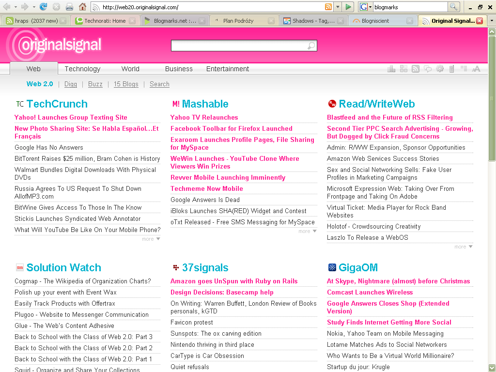 Technorati, Blogmarks,