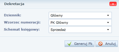 Dokumenty sprzedaży Dokument PK Po utworzeniu dokumentu sprzedaży użytkownik może skorzystać z funkcji tworzenia dokumentu PK na podstawie wprowadzonego dokumentu.