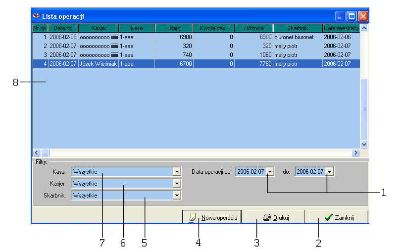 CHARAKTERYSTYKA OKNA LISTA OPERACJI: Rysunek 6.
