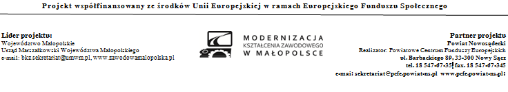 Strona1 Oznaczenie sprawy: PCFE.272.72.2014 OGŁOSZENIE O WYBORZE OFERT NAJKORZYSTNIEJSZYCH Zamawiający: Powiatowe Centrum Funduszy Europejskich w Nowym Sączu ul.