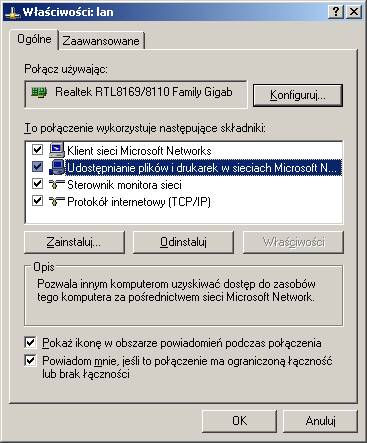 T: Uprawnienia do udostępnionych folderów. W systemie Windows XP folder udostępniać mogą tylko członkowie grup Administratorzy i Użytkownicy Zaawansowani.