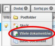 By dodać jeden plik, należy wybrać z listy Basic Document. Po załadowaniu formularza klikamy Wybierz po prawej stronie i wybieramy z dysku plik, który chcemy załadować.