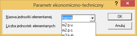 8. Dodano możliwość edycji komentarzy wspólnych dla zaznaczonych pozycji. 9. Dodany został słownik nazw parametrów ekonomiczno-technicznych kosztorysu.