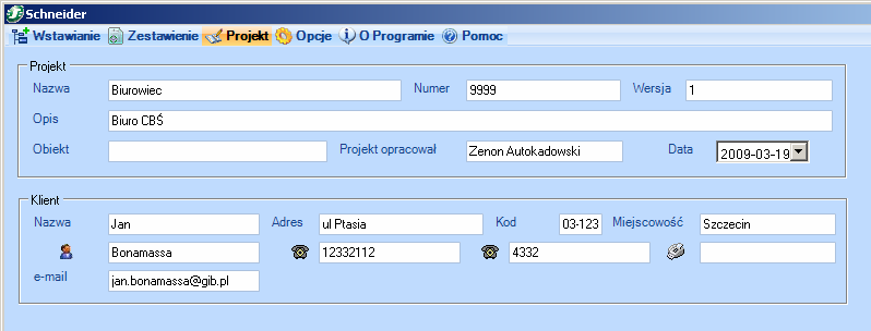 4.3 Menu edycji zestawienia oraz wstawianie bloków z rysunku do zestawienia Nowy projekt Otwarcie pliku projektu (format xml) Zapisanie projektu Eksport zestawienia do formatu xls, lub txt Dodanie