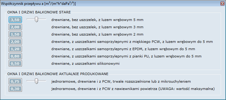W naszym przypadku wybrano grupowanie po wsp. U. Należy wskazać stolarkę, która ma być optymalizowana.