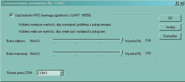 Tutaj możemy zmienić numer COM? jaki chcemy używać 3.