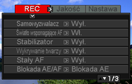 Ustawienia zaawansowane Poniżej opisano operacje wykonywane w menu, które są potrzebne do konfiguracji różnych ustawień aparatu. Używanie menu ekranowych.