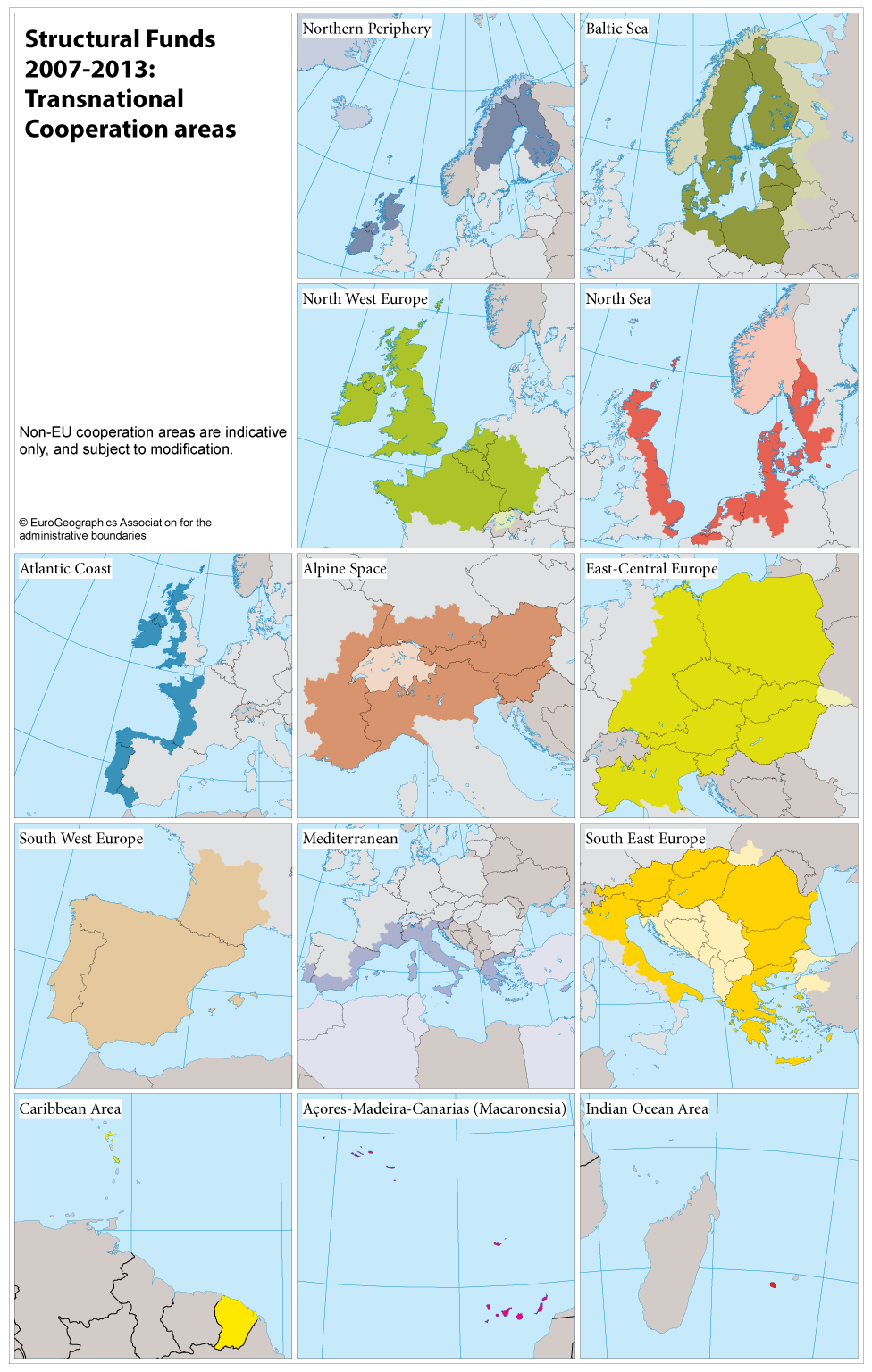 INTERREG IVB 13 Programów Northern Periphery Baltic Sea North West Europe North Sea Atlantic Coast Alpine Space East Central