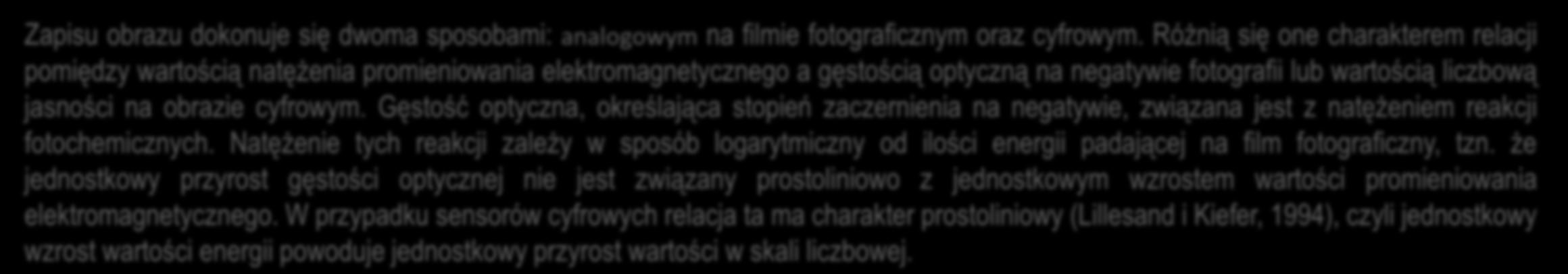 Sposób zapisu zróżnicowania promieniowania elektromagnetycznego na fotografii i obrazie cyfrowym. 3 255 0 Zapisu obrazu dokonuje się dwoma sposobami: analogowym na filmie fotograficznym oraz cyfrowym.