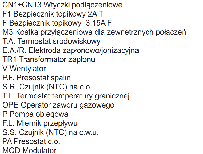 CIAO E kocioł tradycyjny, bitermiczny wymiennik SCHEMAT ELEKTRYCZNY (Kocioł 2funkcyjny) C.S.I. LEGENDA KOLORÓW Blu niebieski Marrone