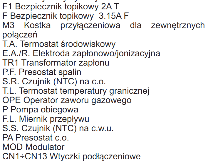 CIAO E kocioł tradycyjny, bitermiczny wymiennik SCHEMAT ELEKTRYCZNY (Kocioł 2funkcyjny) C.A.I. LEGENDA KOLORÓW Blu niebieski Marrone
