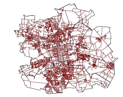 Rysunek 3-2 Sieć dróg w Łodzi [3] Według więźby ruchu opracowanej dla miasta główne relacje z dzielnic ( rejonów ) zewnętrznych dąŝą do Śródmieścia, gdyŝ w nim skupia się podstawowy program, który