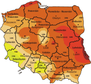 Usłonecznienie Jednym z parametrów, decydującym o możliwościach efektywnego wykorzystania energii promieniowania