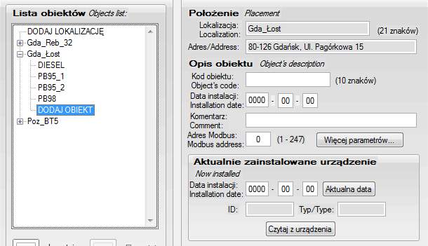 By transmisja mogła się odbyć, dane jej dotyczące w mikrostacji pomiarowej oraz w programie muszą się pokrywać.