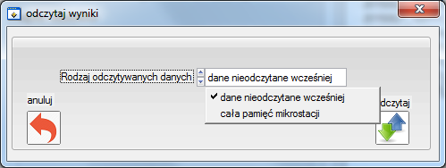 8. Odczyt pomiarów z mikrostacji oraz operowanie na wynikach Aby rozpocząć odczyt z pamięci mikrostacji należy: - Zaznaczyć na liście obiektów odpowiedni obiekt, - Nacisnąć przycisk Odczytaj pomiary