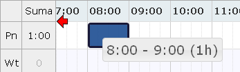 Godziny czasu pracy Dni pracy Zdefiniowana liczba godzin pracy dla wybranego dnia tygodnia Graficzna wizualizacja czasu pracy Opcja przesunięcia widoku harmonogramu Rys. 8.