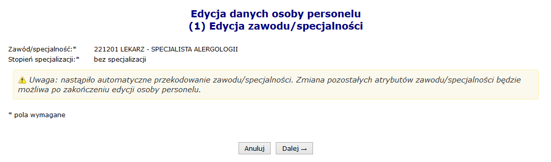 specjalistów od pozostałych osób i taki sposób zapisu informacji nie oznacza wskazania informacji niezgodnych ze stanem faktycznym.