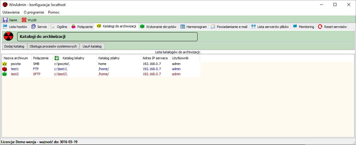 W oknie oprócz podania nazwy usługi należy również zaznaczyć Sprawdzaj i zatrzymuj działanie usług procesów Windows przy tworzeniu archiwum katalogu.