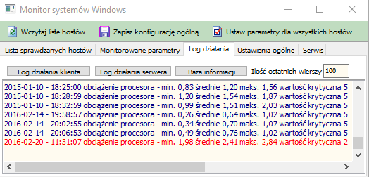 Przykładowa zawartość logu: Win Admin Servicce Monitor Windows - usługa utworzona: 2013-09-14-21:39:53 : 059 - odczyt konfiguracji: D:\Winadmin\winadmin_mon_win.