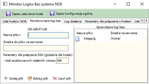 Monitorowanie logów baz systemu Progress (na przykład systemu Novum Bank Enterprise NOE) Konfiguracja monitorowania logów baz systemu Noe sprowadza się do: 1.