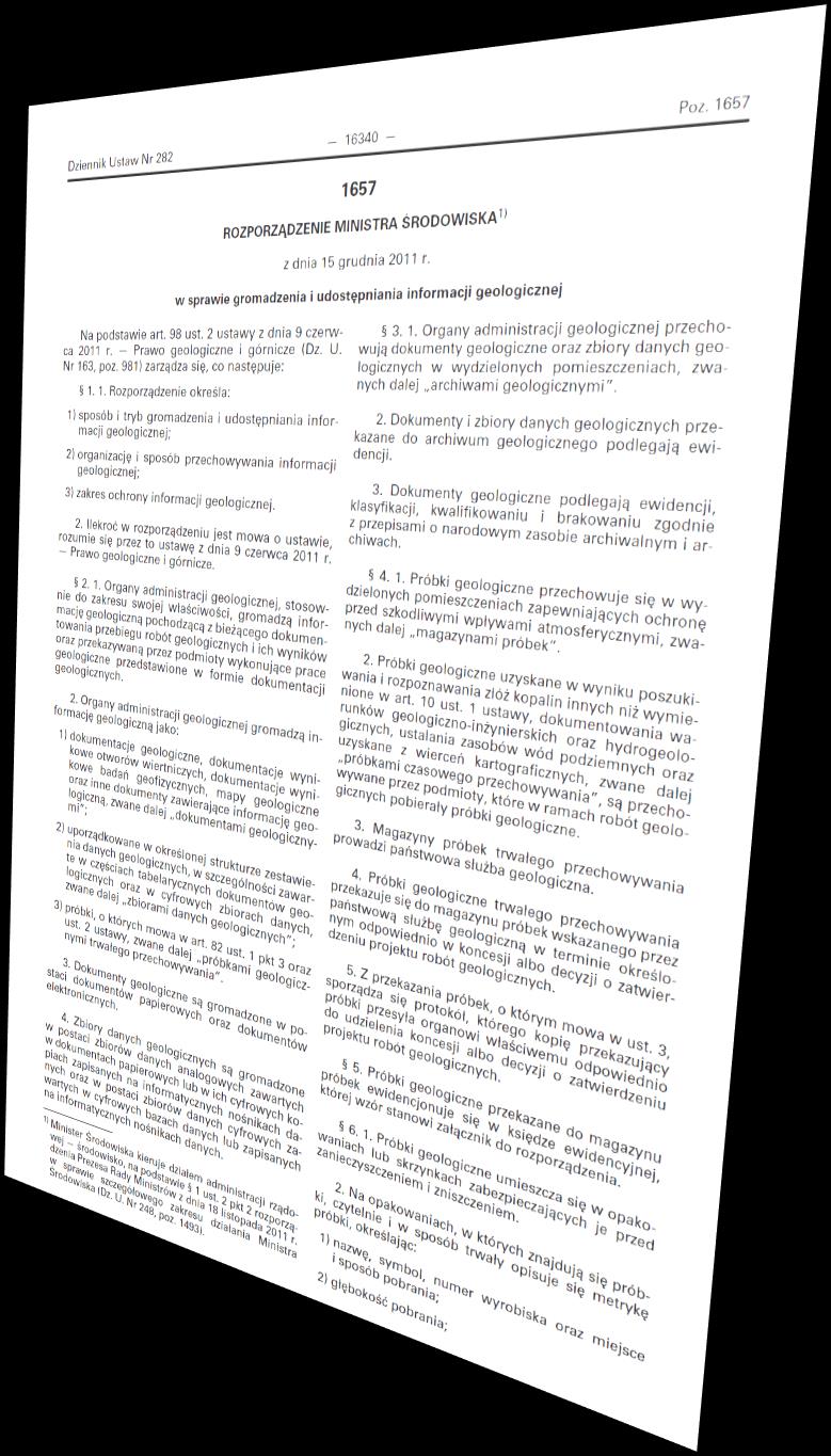 geologicznych informacji geologicznej sposób jej ewidencjonowania organizację archiwów