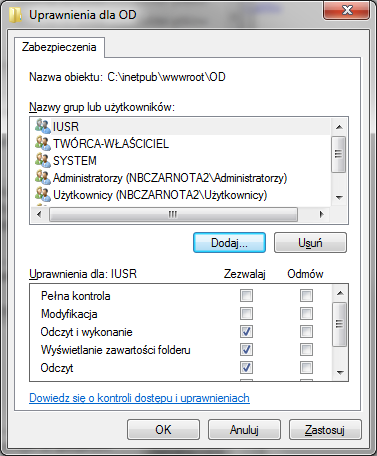 14.2.2 Konfiguracja Menedżera Internetowych Usług Informatycznych (IIS) Przed rozpoczęciem konfiguracji Menedżera Internetowych Usług Informatycznych należy zawartość folderu OD