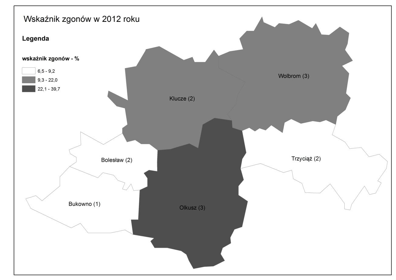 163 103 122 124 134 92 73 94 92 87 77 2012 2013 2014 Bukowno (1) Bolesław (2) Klucze (2) Olkusz (3)