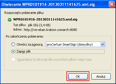Po poprawnym podpisie należy wybrać Zakończ Na wyświetlonym okienku wybieramy Ok.
