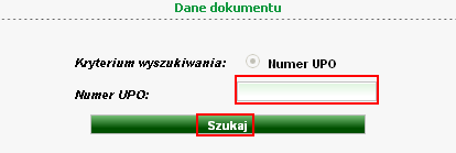 10 Monitorowanie wniosku Przy użyciu wcześniej zapamiętanego numeru UPO użytkownik ma możliwość monitorowania na jakim etapie znajduje się jego wniosek.