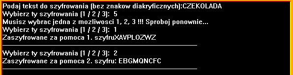 c. Gdy mamy już zaprogramowane procedury wejściowe, przechodzimy do pierwszego typu szyfrowania, który wywoła wprowadzenie cyfry 1.