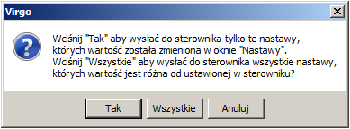 Edycja nastaw jest możliwa po kliknięciu na wybrane pole edycyjne lub komórkę tabeli.