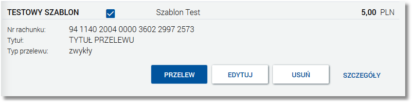 kwota płatności wraz z walutą. W zależności od wartości usługi ODBIORCY.ZAUFANI użytkownik ma możliwość nadania odbiorcy statusu zaufanego bądź niezaufanego.