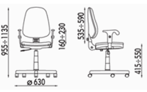 4. Krzesło obrotowe tapicerowane - miękkie, tapicerowane siedzisko i oparcie - możliwość blokady oparcia w wybranej pozycji - regulacja głębokości siedziska - regulowana wysokość krzesła - regulowana