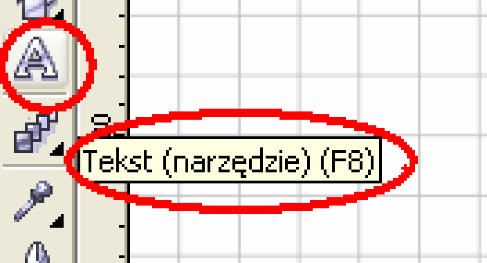 Narzędzie Text klawisz F8 TEXT lub