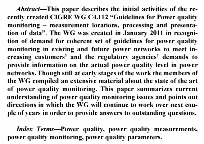 112: Guidelines for Power quality