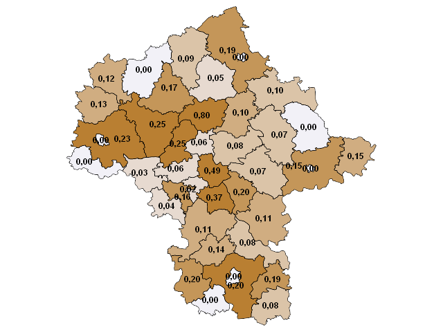 Odsetek finalistów i laureatów konkursów wojewódzkich (gimnazjaliści) Ostrołęcki Żuromiński Mławski Przasnyski Makowski Ostrołęka Ostrowski Sierpecki Gostyniński Płock Płocki Płoński Sochaczewski