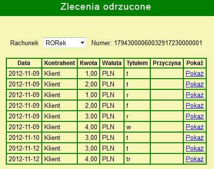 Przycisk wyświetla informacje o historii zmian wykonywanych na poleceniu przelewu. 3.6.