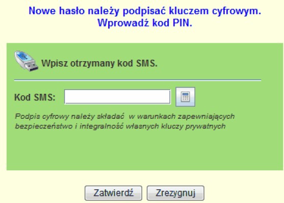 Nowe hasło należy wpisać w pole formularza. Zamiast liter będą wyświetlały się kropki.