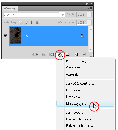 Photoshop CS5 Wskazówka Mimo istnienia panelu Dopasowania (Adjustments) warstwy dopasowania możesz tworzyć również dokładnie w ten sam sposób, jak robiło się to w starszych wersjach programu.