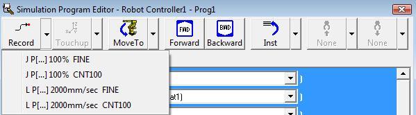 Budowa symulacji opis instrukcji Nowy program dodajemy z Process Navigator -> Add a Simulation Program. 2.4.1. Record Tworzymy ruch robota z punktu poprzedniego do aktualnego ustawienia robota.