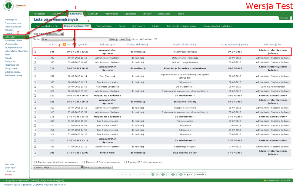 Rysunek 1. Rysunek przedstawiający schemat postępowania wyboru wniosku. 6.1.2 Czynności wykonywane przez użytkownika na poszczególnych krokach. 6.1.2.1 Upoważniony Pracownik - Rejestracja zapotrzebowania w systemie.