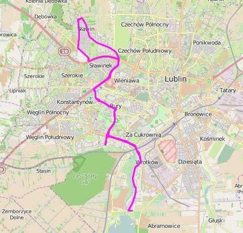 Rys. 2. Plan trasy przejazdu autobusu Mercedes Conecto w Lublinie (wykonano za pomocą oprogramowania NI DIAdem). 3.