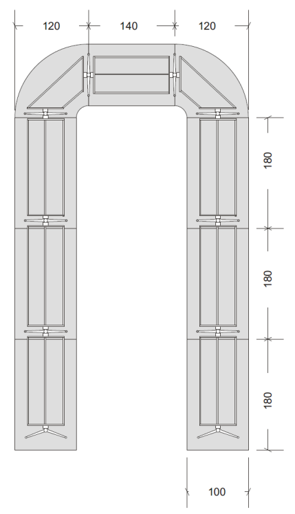 Noga środkowa zbudowana z kolumny o średnicy 60 mm(gr. Ścianki kolumny min. 1,5 mm) stopa dolna wykona z dwa uchwyt o wym. 80x50 mm z blachy o gr.