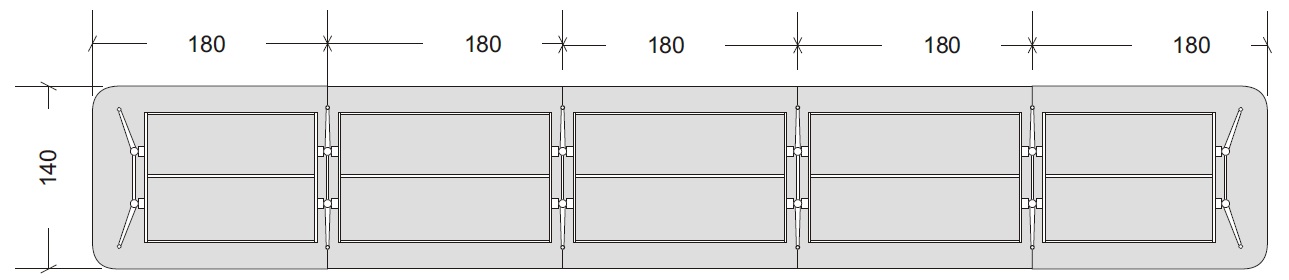 stołu,całość lakierowana proszkowo na kolor RAL 7016 Noga kończąca, z elementami stopy ustawionymi pod kątem, zbudowana z dwóch kolumn o średnicy 60 mm(gr. ścianki kolumny min.