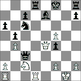 3.Partia hiszpańska [C83] Steiner A. (Węgry) Gulbrandsen (Norwegia) 1.e4 e5 2.Sf3 Sc6 3.Gb5 a6 4.Ga4 Sf6 5.0 0 Se4 6.d4 b5 7.Gb3 d5 8.de5 Ge6 9.c3 Ge7 10.He2 Sc5 11.Gc2 Gg4 12.Wd1 Gf3 13.gf3 Hd7 14.